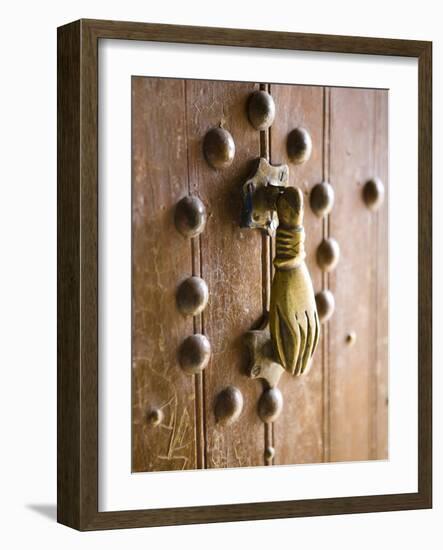 Brass Hand of Fatima Door Knocker, a Popular Symbol in Southern Morocco, Merzouga, Morocco-Lee Frost-Framed Photographic Print