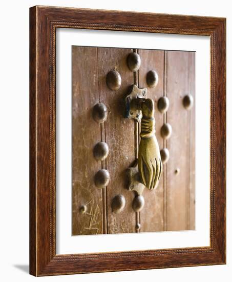 Brass Hand of Fatima Door Knocker, a Popular Symbol in Southern Morocco, Merzouga, Morocco-Lee Frost-Framed Photographic Print