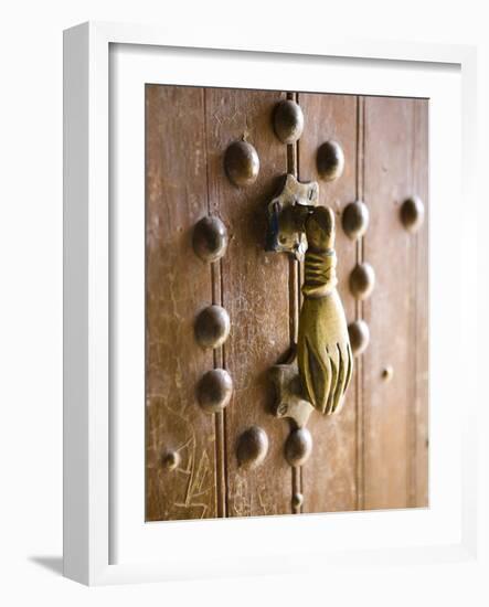 Brass Hand of Fatima Door Knocker, a Popular Symbol in Southern Morocco, Merzouga, Morocco-Lee Frost-Framed Photographic Print