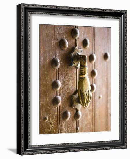 Brass Hand of Fatima Door Knocker, a Popular Symbol in Southern Morocco, Merzouga, Morocco-Lee Frost-Framed Photographic Print