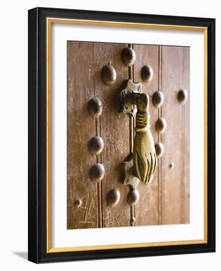 Brass Hand of Fatima Door Knocker, a Popular Symbol in Southern Morocco, Merzouga, Morocco-Lee Frost-Framed Photographic Print