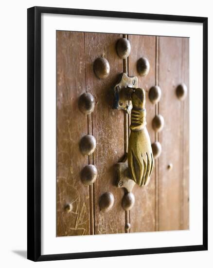 Brass Hand of Fatima Door Knocker, a Popular Symbol in Southern Morocco, Merzouga, Morocco-Lee Frost-Framed Photographic Print