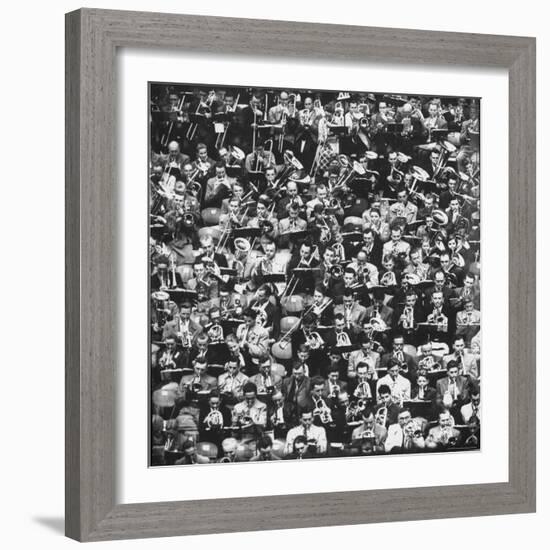 Brass Horn Players from Churches All over German Playing Together for "Evangelical Trombone Day."-Michael Rougier-Framed Photographic Print