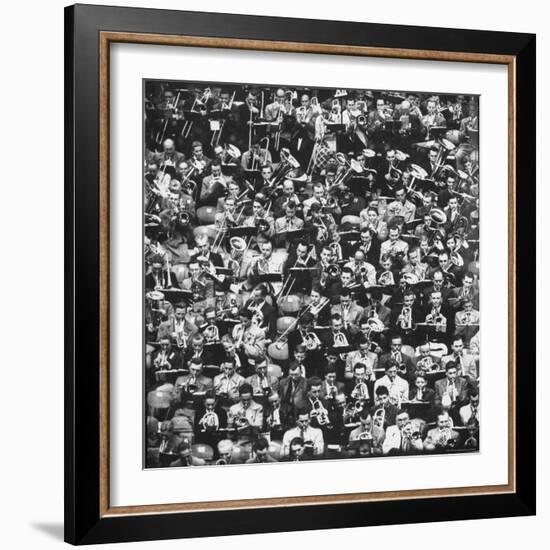 Brass Horn Players from Churches All over German Playing Together for "Evangelical Trombone Day."-Michael Rougier-Framed Photographic Print