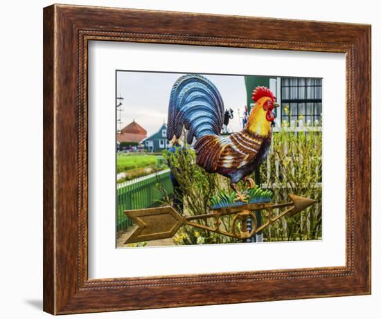 Brass Rooster Wind vane, Holland, Netherlands.-William Perry-Framed Photographic Print