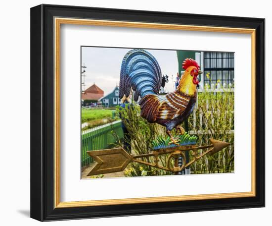 Brass Rooster Wind vane, Holland, Netherlands.-William Perry-Framed Photographic Print