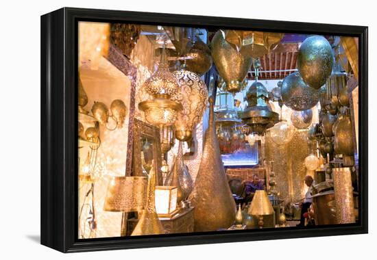 Brass Shop, Medina, Fez, Morocco, North Africa, Africa-Neil Farrin-Framed Premier Image Canvas