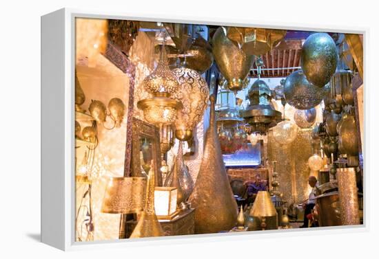 Brass Shop, Medina, Fez, Morocco, North Africa, Africa-Neil Farrin-Framed Premier Image Canvas