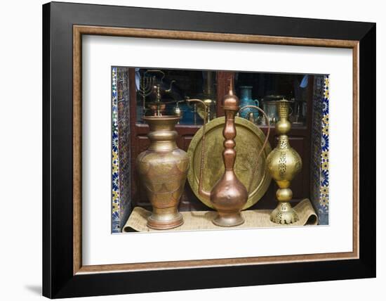 Brass vases for sale in the souk, Medina, Marrakech (Marrakesh), Morocco, North Africa, Africa-Nico Tondini-Framed Photographic Print