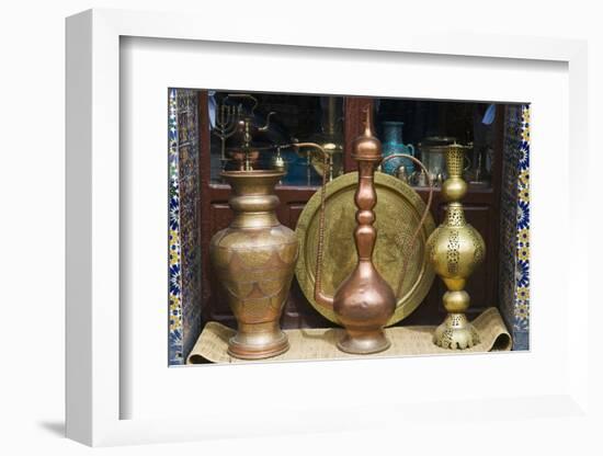 Brass vases for sale in the souk, Medina, Marrakech (Marrakesh), Morocco, North Africa, Africa-Nico Tondini-Framed Photographic Print