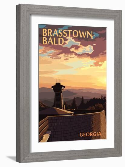 Brasstown Bald, Georgia - Sunset Scene-Lantern Press-Framed Art Print