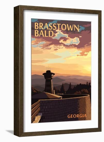 Brasstown Bald, Georgia - Sunset Scene-Lantern Press-Framed Art Print