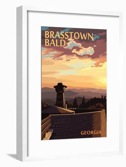 Brasstown Bald, Georgia - Sunset Scene-Lantern Press-Framed Art Print