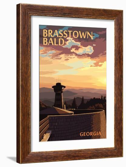 Brasstown Bald, Georgia - Sunset Scene-Lantern Press-Framed Art Print