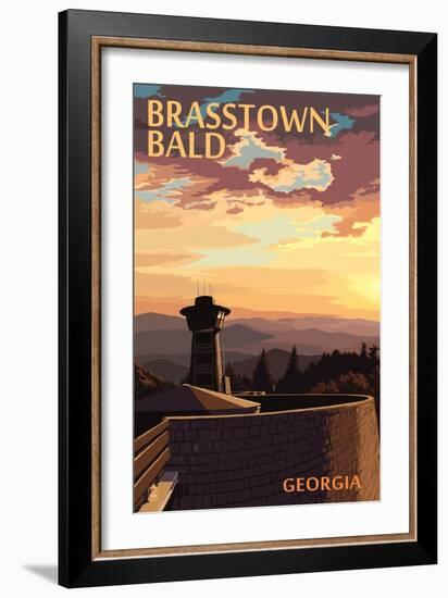 Brasstown Bald, Georgia - Sunset Scene-Lantern Press-Framed Art Print