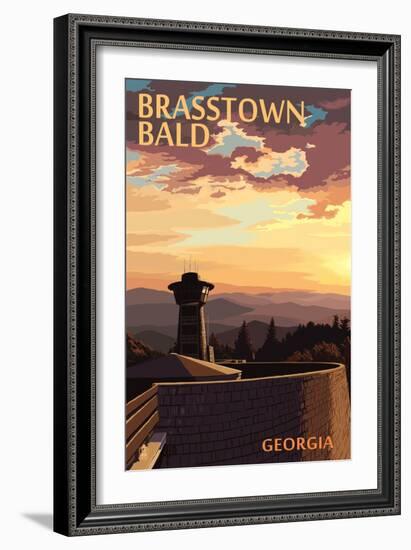 Brasstown Bald, Georgia - Sunset Scene-Lantern Press-Framed Art Print