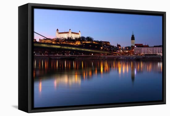 Bratislava Castle and Novy Bridge at Sunset with Reflection-TTstudio-Framed Premier Image Canvas