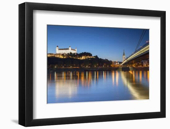 Bratislava Castle, St Martin's Cathedral and New Bridge at Dusk, Bratislava, Slovakia-Ian Trower-Framed Photographic Print