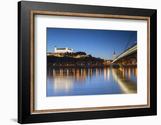 Bratislava Castle, St Martin's Cathedral and New Bridge at Dusk, Bratislava, Slovakia-Ian Trower-Framed Photographic Print