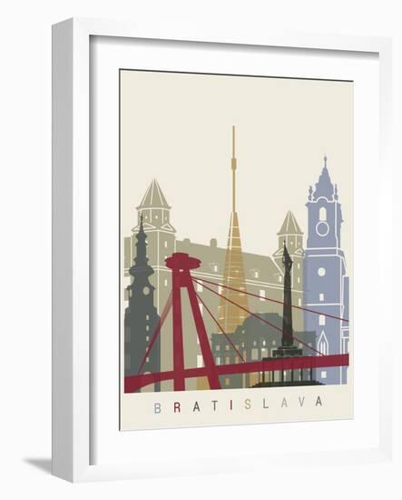 Bratislava Skyline Poster-paulrommer-Framed Art Print