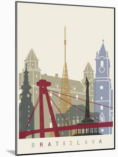 Bratislava Skyline Poster-paulrommer-Mounted Art Print