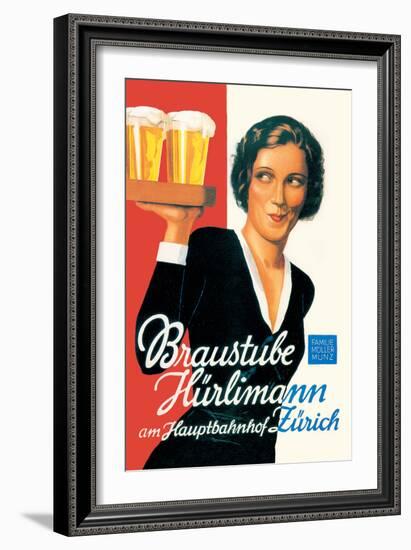 Braustube Hurlimann Hauptbahnhof-Hugo Laubi-Framed Art Print