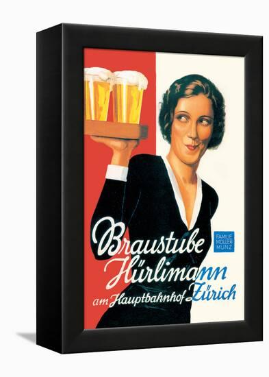 Braustube Hurlimann Hauptbahnhof-Hugo Laubi-Framed Stretched Canvas