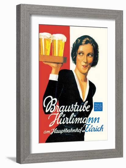 Braustube Hurlimann Hauptbahnhof-Hugo Laubi-Framed Art Print