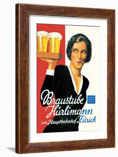 Braustube Hurlimann Hauptbahnhof-Hugo Laubi-Framed Art Print