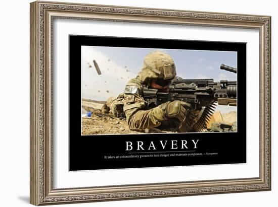 Bravery: Inspirational Quote and Motivational Poster-null-Framed Photographic Print