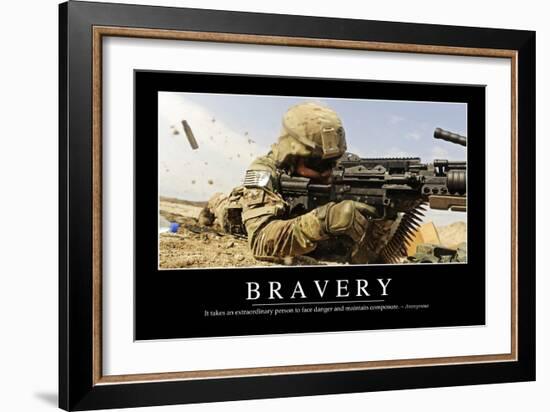 Bravery: Inspirational Quote and Motivational Poster-null-Framed Photographic Print