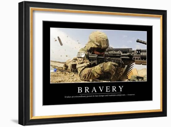 Bravery: Inspirational Quote and Motivational Poster-null-Framed Photographic Print