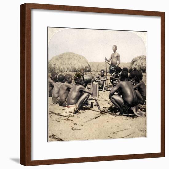 'Braves of a Zulu Village holding a Council, near the Umlaloose River, Zululand, S.A.', 1901-Unknown-Framed Photographic Print