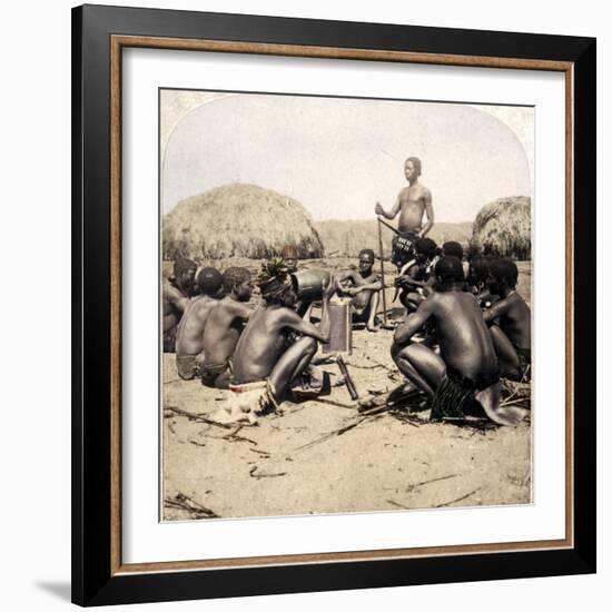 'Braves of a Zulu Village holding a Council, near the Umlaloose River, Zululand, S.A.', 1901-Unknown-Framed Photographic Print