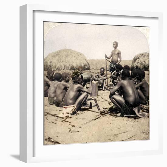 'Braves of a Zulu Village holding a Council, near the Umlaloose River, Zululand, S.A.', 1901-Unknown-Framed Photographic Print