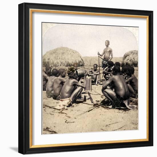 'Braves of a Zulu Village holding a Council, near the Umlaloose River, Zululand, S.A.', 1901-Unknown-Framed Photographic Print