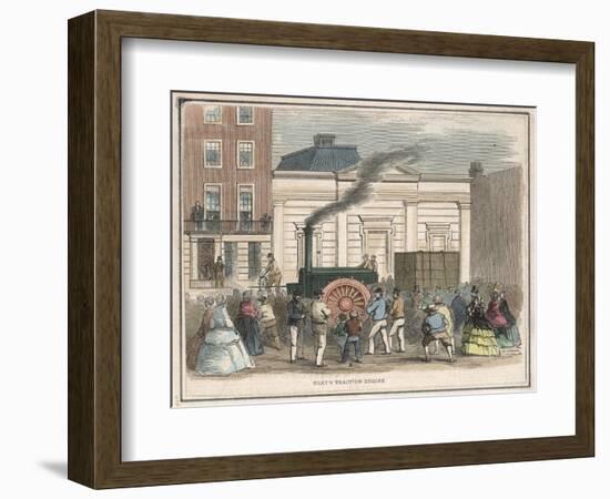 Bray's Traction Engine Impresses Passers-By as it Draws a Heavy Load Through the Streets-null-Framed Art Print