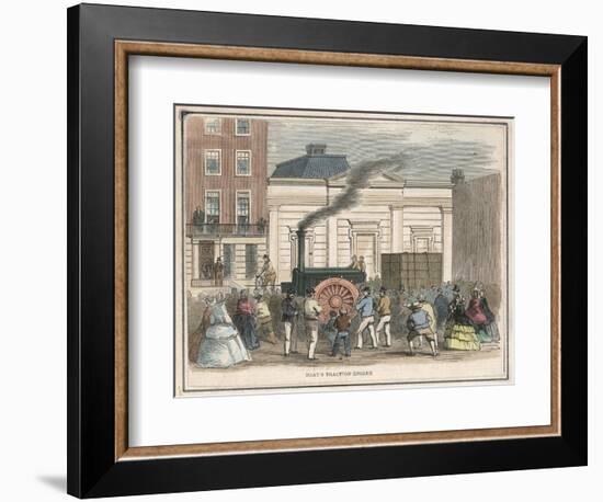 Bray's Traction Engine Impresses Passers-By as it Draws a Heavy Load Through the Streets-null-Framed Art Print