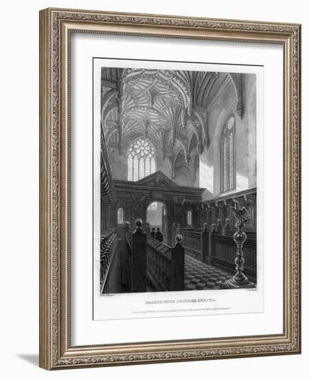 Brazen Nose (Brasenos) College Chapel, Oxford University, 1835-John Le Keux-Framed Giclee Print