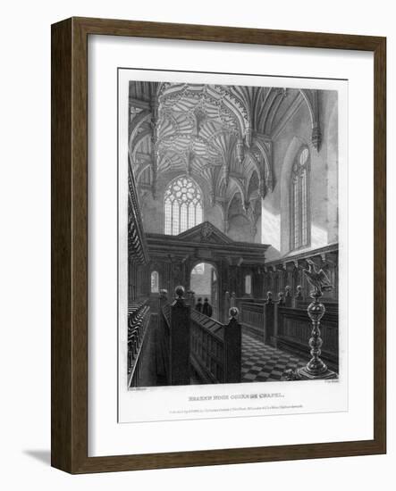 Brazen Nose (Brasenos) College Chapel, Oxford University, 1835-John Le Keux-Framed Giclee Print