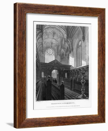 Brazen Nose (Brasenos) College Chapel, Oxford University, 1835-John Le Keux-Framed Giclee Print