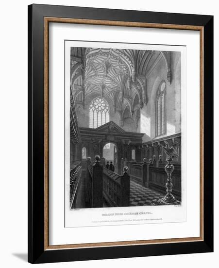 Brazen Nose (Brasenos) College Chapel, Oxford University, 1835-John Le Keux-Framed Giclee Print