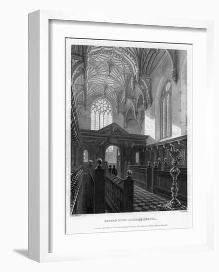 Brazen Nose (Brasenos) College Chapel, Oxford University, 1835-John Le Keux-Framed Giclee Print