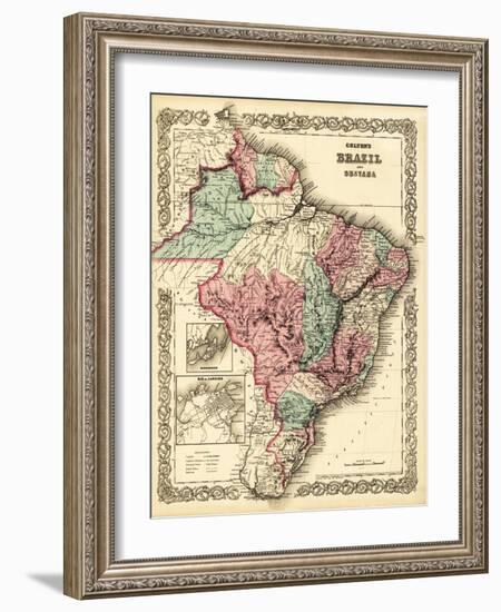 Brazil and Guayana - Panoramic Map-Lantern Press-Framed Art Print