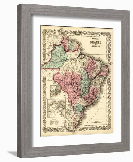 Brazil and Guayana - Panoramic Map-Lantern Press-Framed Art Print