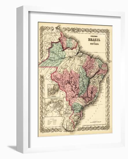 Brazil and Guayana - Panoramic Map-Lantern Press-Framed Art Print