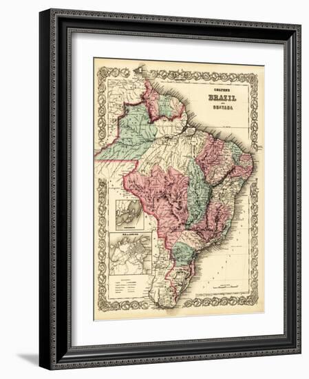 Brazil and Guayana - Panoramic Map-Lantern Press-Framed Art Print