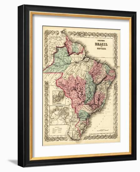 Brazil and Guayana - Panoramic Map-Lantern Press-Framed Art Print