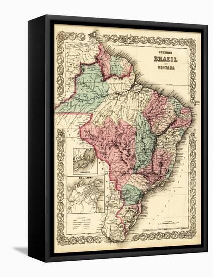 Brazil and Guayana - Panoramic Map-Lantern Press-Framed Stretched Canvas