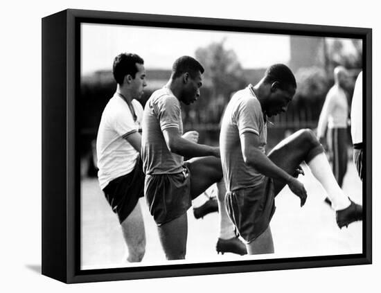 Brazil and Santos Football Star Pele Walks Along Tarmac Arriving at Ringway from London Airport-null-Framed Premier Image Canvas